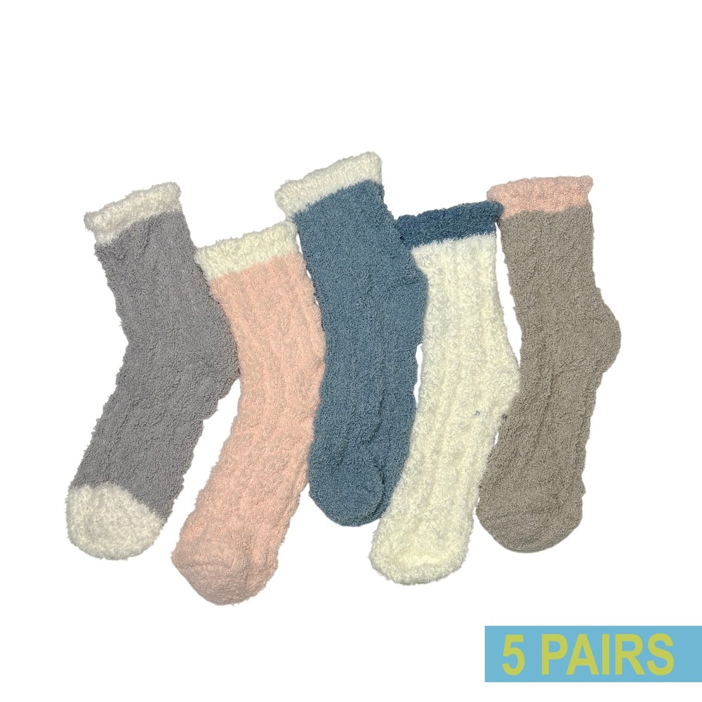 Fashion Fuzzy Thick Winter Socks One Size Colorful Pastel Bright 5 PACK NEW‎
